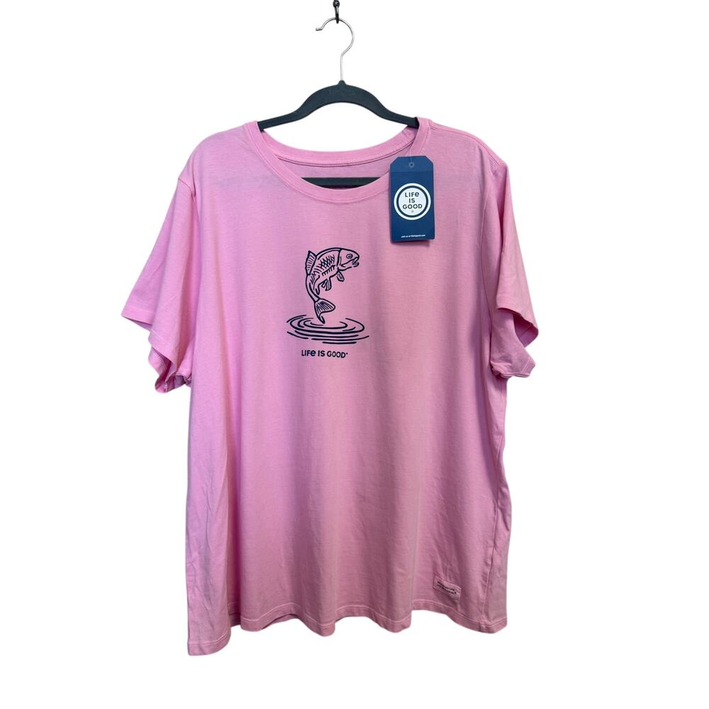 life is good pink NWT fishing tshirt womens xxxl